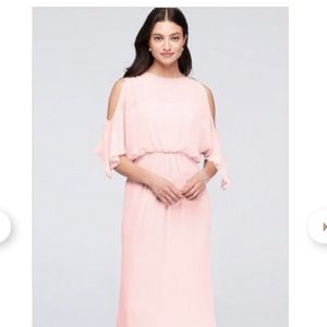 David’s bridal cold shoulder pink dress
